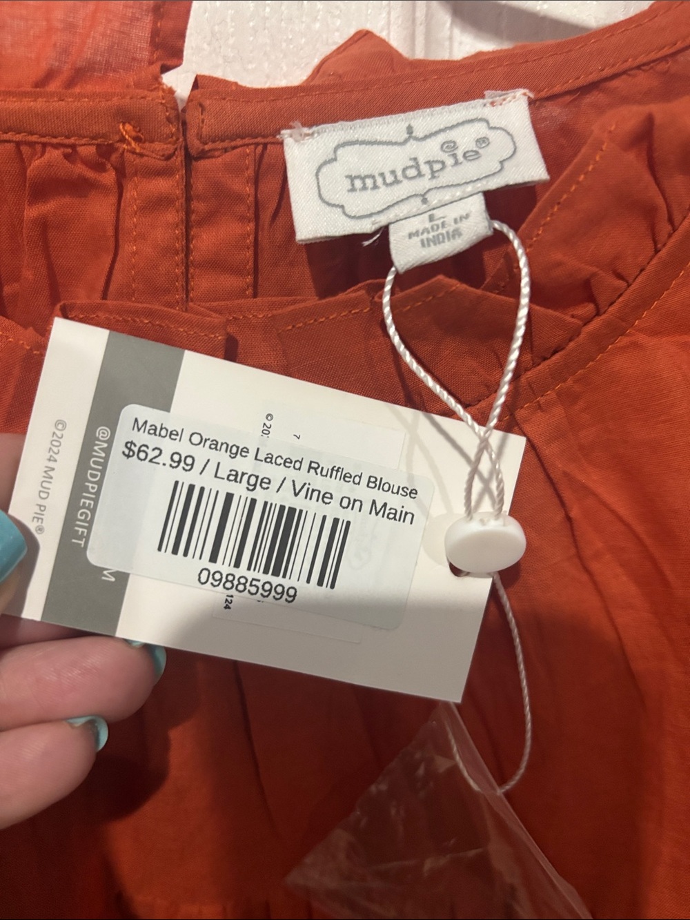 Mud Pie Rust Ruffle Sleeve Blouse - Picture 3 of 3